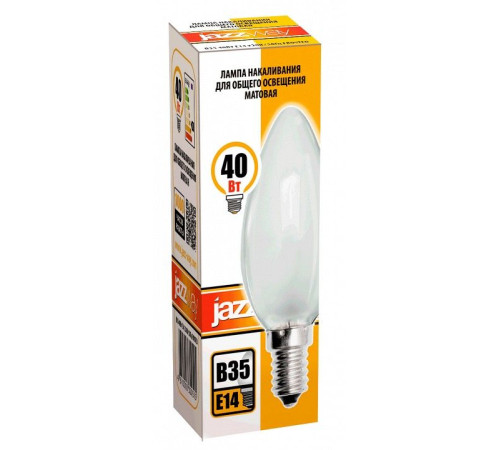 Лампа накаливания Jazzway E14 40Вт 2700K B35 240V 40W E14 frosted