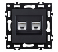 Розетка двойная Ethernet RJ-45 и со шторками, без рамки Kollinger Asthetik AS-018BK