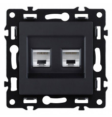 Розетка двойная Ethernet RJ-45 и со шторками, без рамки Kollinger Asthetik AS-018BK