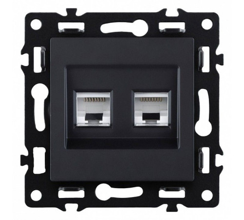 Розетка двойная Ethernet RJ-45 и со шторками, без рамки Kollinger Asthetik AS-018BK