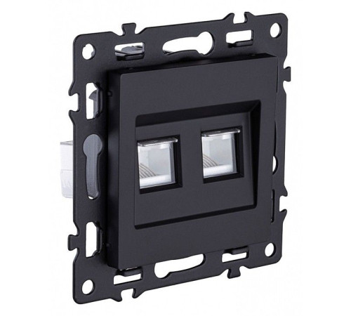 Розетка двойная Ethernet RJ-45 и со шторками, без рамки Kollinger Asthetik AS-018BK
