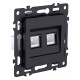 Розетка двойная Ethernet RJ-45 и со шторками, без рамки Kollinger Asthetik AS-018BK