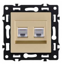 Розетка двойная Ethernet RJ-45 и со шторками, без рамки Kollinger Asthetik AS-018GD