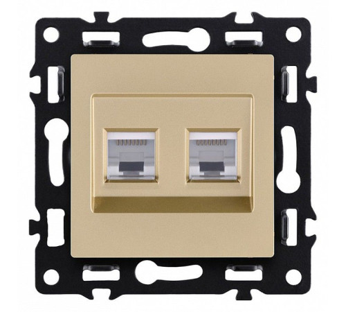 Розетка двойная Ethernet RJ-45 и со шторками, без рамки Kollinger Asthetik AS-018GD