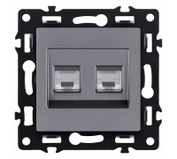 Розетка двойная Ethernet RJ-45 и со шторками, без рамки Kollinger Asthetik AS-018GY