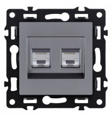 Розетка двойная Ethernet RJ-45 и со шторками, без рамки Kollinger Asthetik AS-018GY