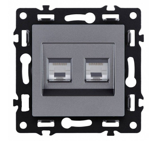 Розетка двойная Ethernet RJ-45 и со шторками, без рамки Kollinger Asthetik AS-018GY