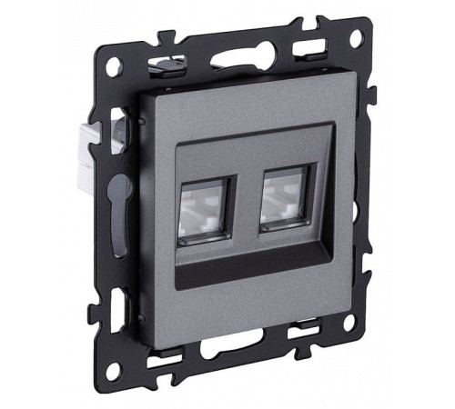 Розетка двойная Ethernet RJ-45 и со шторками, без рамки Kollinger Asthetik AS-018GY