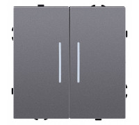 Выключатель двухклавишный с подсветкой без рамки Kollinger Eclipse EC-010GY