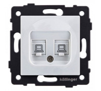 Розетка двойная Ethernet RJ-45 и со шторками, без рамки Kollinger  REA-019WH