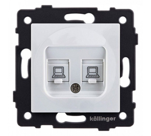 Розетка двойная Ethernet RJ-45 и со шторками, без рамки Kollinger REA-019WH
