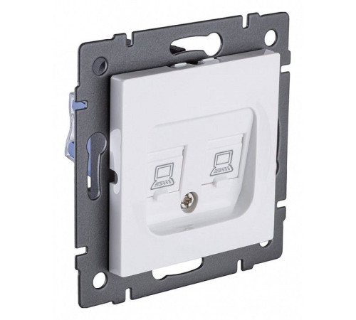 Розетка двойная Ethernet RJ-45 и со шторками, без рамки Kollinger REA-019WH