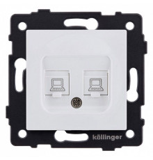 Розетка двойная Ethernet RJ-45 и со шторками, без рамки Kollinger  REA-019WM
