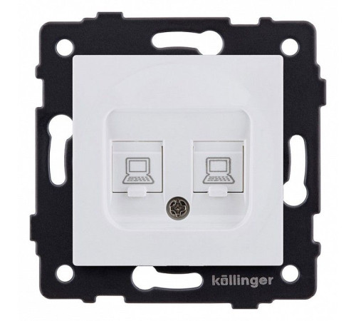 Розетка двойная Ethernet RJ-45 и со шторками, без рамки Kollinger REA-019WM