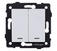 Выключатель проходной двухклавишный с подсветкой без рамки Kollinger  REA-S-010WH