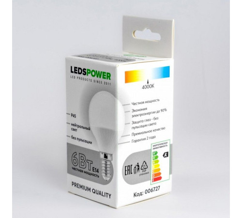 Лампа светодиодная LEDS POWER P45 006727