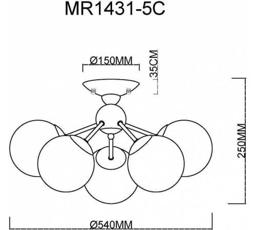 Люстра на штанге MyFar Kate 5 ламп MR1431-5C