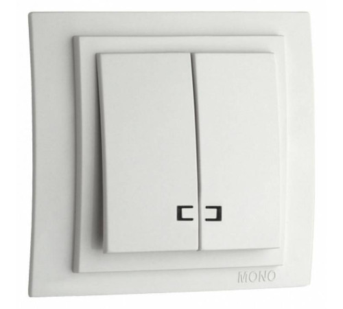 Выключатель двухклавишный с подсветкой без рамки Mono Electric Despina / Larissa 500-001925-103