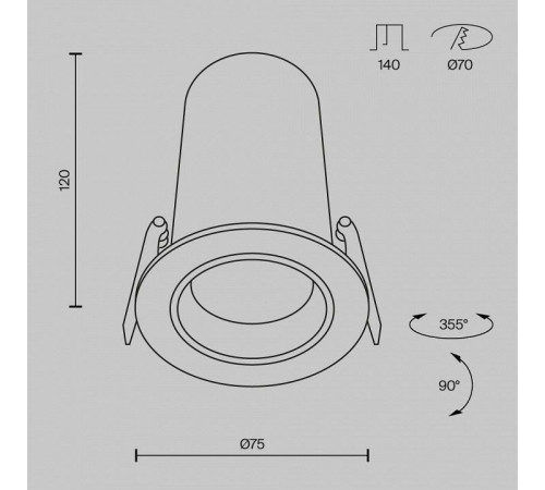 Встраиваемый светильник FOCUS LED DL125-L12-3K-W