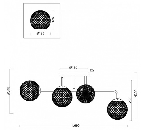 Потолочная люстра Freya Navel FR8016PL-06BBS