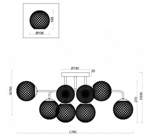 Потолочная люстра Freya Navel FR8016PL-08BBS