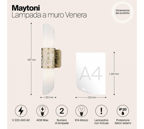 Настенный светильник Maytoni Venera 2xE14 никель H260-02-N