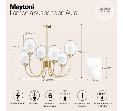Люстра на штанге Maytoni Aura MOD016PL-06BS