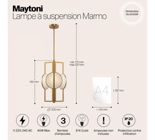 Люстра на штанге Maytoni Marmo MOD099PL-03G