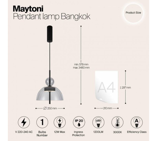 Подвесной светильник Maytoni Bangkok MOD185PL-L11B3K1
