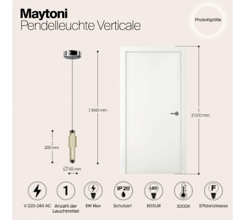 Подвесной светильник Maytoni Verticale LED 9 Вт 3000K MOD308PL-L9CG3K
