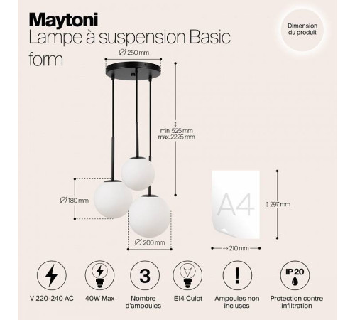 Подвесной светильник Maytoni Basic form MOD321PL-03B