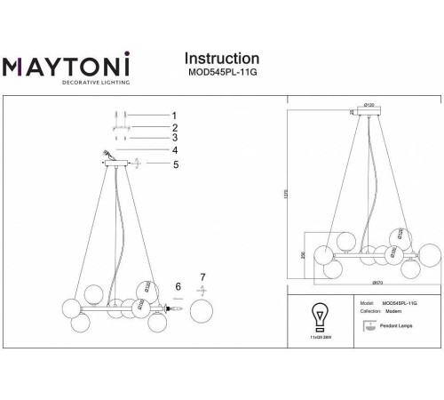 Подвесная люстра Maytoni Dallas MOD545PL-11G