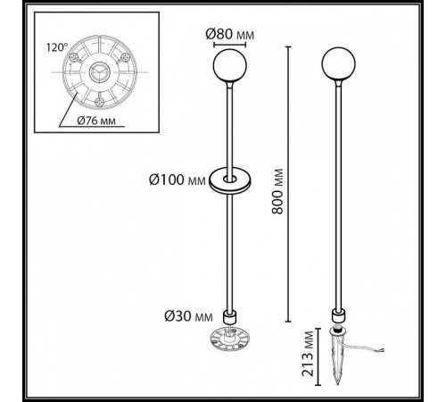 Наземный низкий светильник Odeon Light NATURE 7120/3GLA