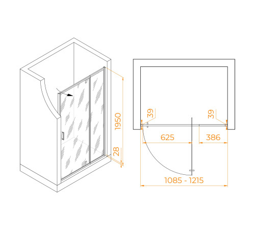 Душевая дверь RGW Passage PA-008 1100x1850 мм хром 350800812-11