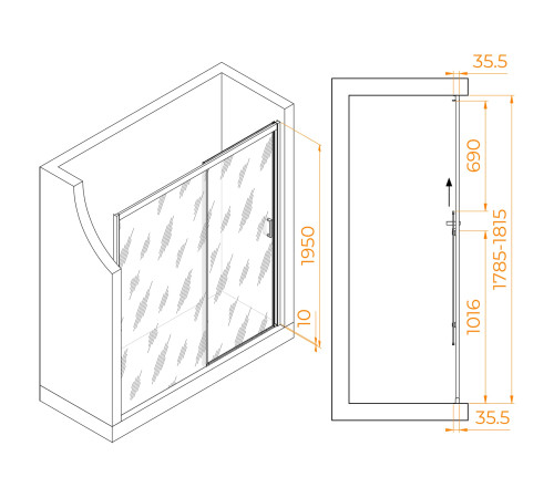 Душевая дверь RGW Passage PA-017B 1800x1950 мм черный 350801718-14