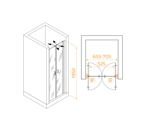 Душевая дверь RGW Passage PA-104 700 мм 060810407-11
