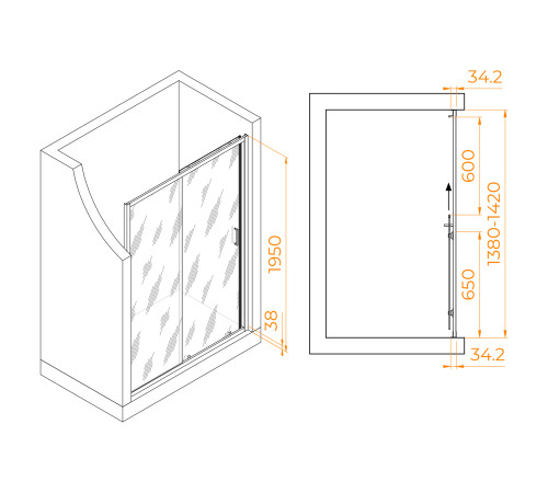 Душевая дверь RGW PA-14B 1400 мм черный 41081414-14