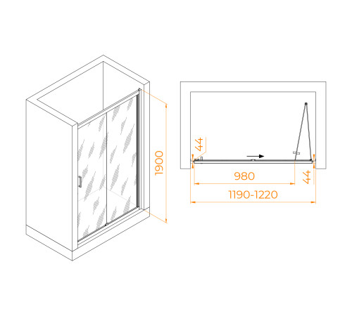 Душевая дверь в нишу RGW Passage PA-21 1200х1950 мм хром 06082112-11