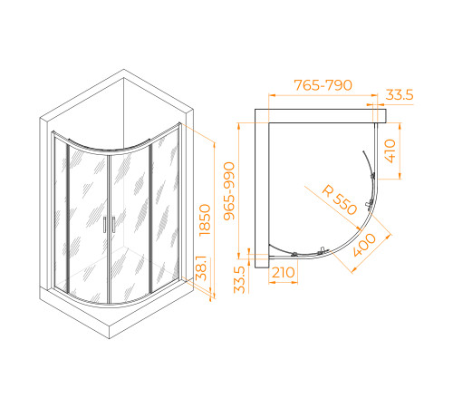 Душевой уголок RGW Passage PA-61 800x1000 мм 41086180-11