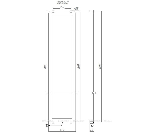 Полотенцесушитель Allen Brau INFINITY 1800х440 мм черный матовый с рейлингом 2.0 и креплением медь браш 00325634