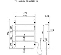 Полотенцесушитель электрический Allen Brau PRIORITY S 640x475 мм браш. золото 7.31001-GB