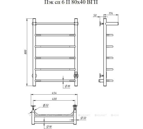Полотенцесушитель водяной Тругор Пэк сп 6 П 80х40 белый ВГП Пэк сп 6П/8040 белый ВГП