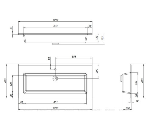 Раковина-столешница Aquanet Текла 100 00328016