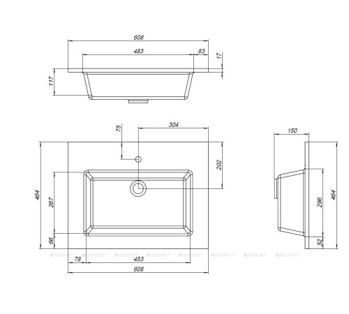 Раковина-столешница Aquanet Текла 60 00328984