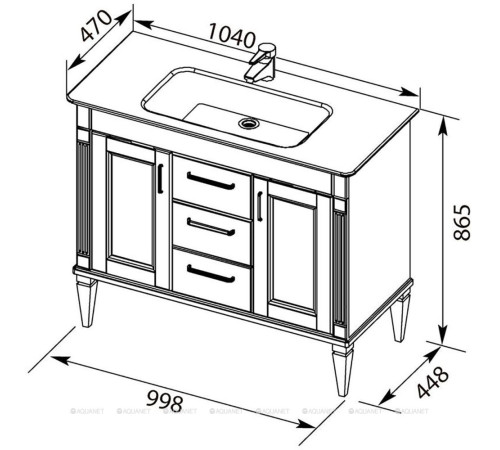 Раковина-столешница Sanovit SHARP 105 см 14105-KL