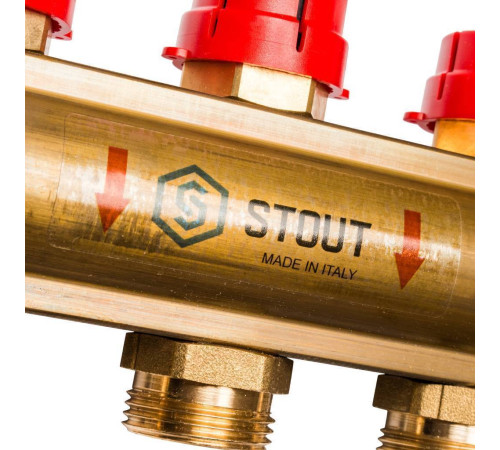 Коллектор распределительный латунный с расходомерами STOUT 9 выходов SMB 0473 000009