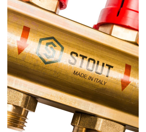 Коллектор распределительный латунный с расходомерами STOUT 10 выходов SMB 0473 000010