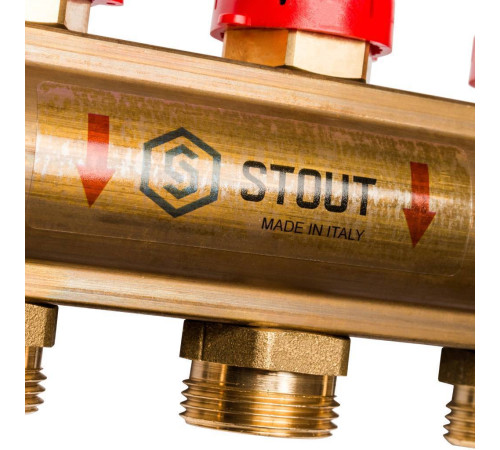 Коллектор распределительный латунный с расходомерами STOUT 12 выходов SMB 0473 000012