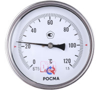 Термометр биметаллический Росма БТ-51.211 100 мм 120 °C осевой шток 100х6 мм G1/2 00000002539