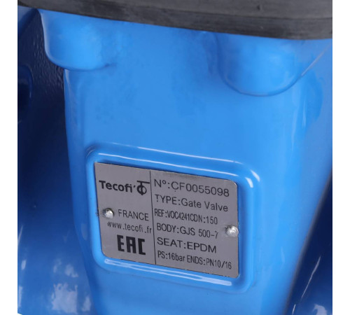 Задвижка с обрезиненным клином Tecofi VOC4241C Ду 150 Ру 16 VOC4241C-00EP0150